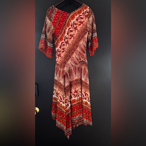 Vintage Y2K Asymmetrical Paisley Witchy Fairycore Whimsical Boho Flowy Dress - Picture 15 of 15